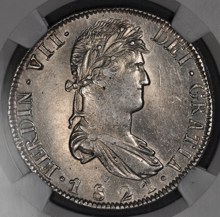 1821 ZS RG NGC AU55 MEXICO 8 REALES ZACATECAS KM 111.5  