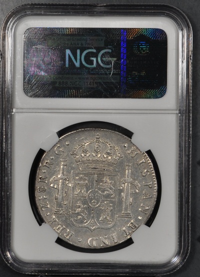 1821 ZS RG NGC AU55 MEXICO 8 REALES ZACATECAS KM 111.5  