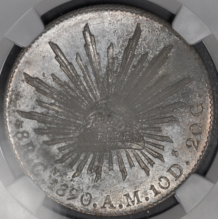 1890 Cn AM NGC MS63 MEXICO 8 REALES  